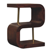 S Curve Brass Bedside Table - Dark Brown - R&R Furniture Gallery (Fountain Valley, CA)