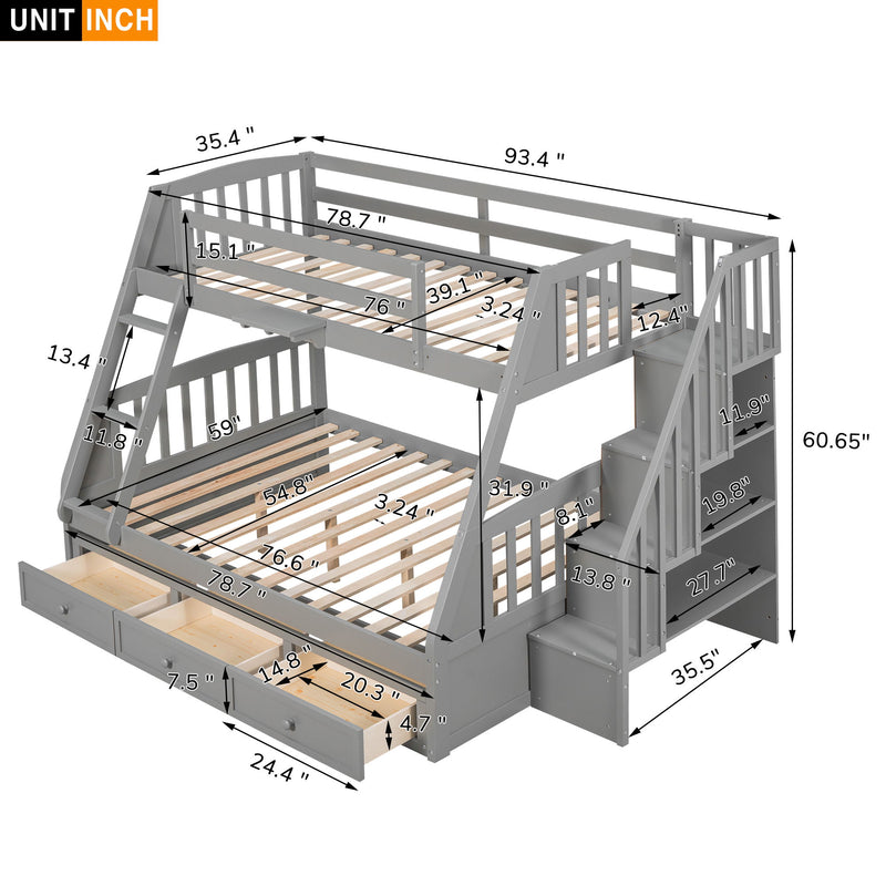 Bunk Bed With Drawers, Ladder And Storage Staircase - R&R Furniture Gallery (Fountain Valley, CA)