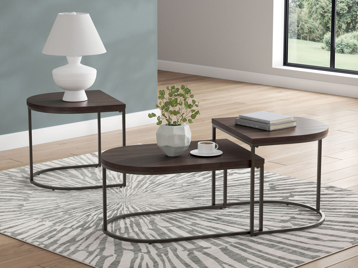 Vanmore - Occasional Table Set (Set of 3) - Dark Brown - R&R Furniture Gallery (Fountain Valley, CA)
