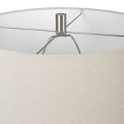 Uttermost Cyclone Ivory table lamp with textured ceramic base and fabric shade, ideal for modern or contemporary home decor.