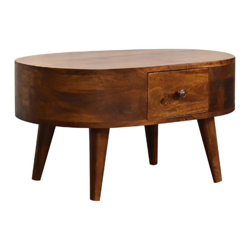 Mini Rounded Coffee Table - Chestnut - R&R Furniture Gallery (Fountain Valley, CA)