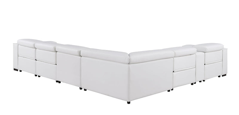 1208 - 7 Piece L-Shaped Leather Reclining Sectional With 4 Power Recliners