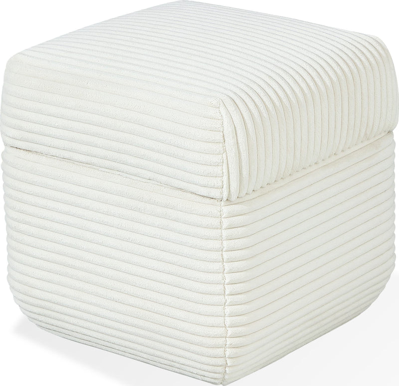Wisteria Upholstered Storage Ottoman in Frosty Corduroy