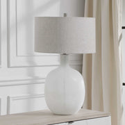 Uttermost white mottled glass table lamp with a sleek modern design, perfect for contemporary living spaces.