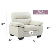 Glory Furniture Marta arm chair with plush upholstery and wooden legs, showcasing a stylish and comfortable seating option.