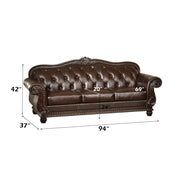 Anondale - Sofa - Espresso Top Grain Leather Match & Cherry - R&R Furniture Gallery (Fountain Valley, CA)
