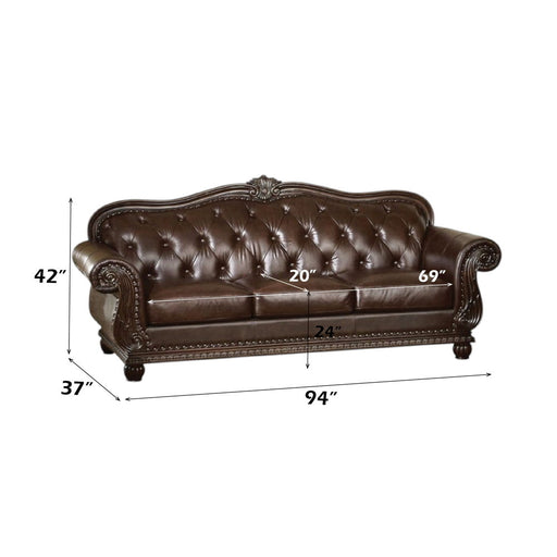 Anondale - Sofa - Espresso Top Grain Leather Match & Cherry - R&R Furniture Gallery (Fountain Valley, CA)