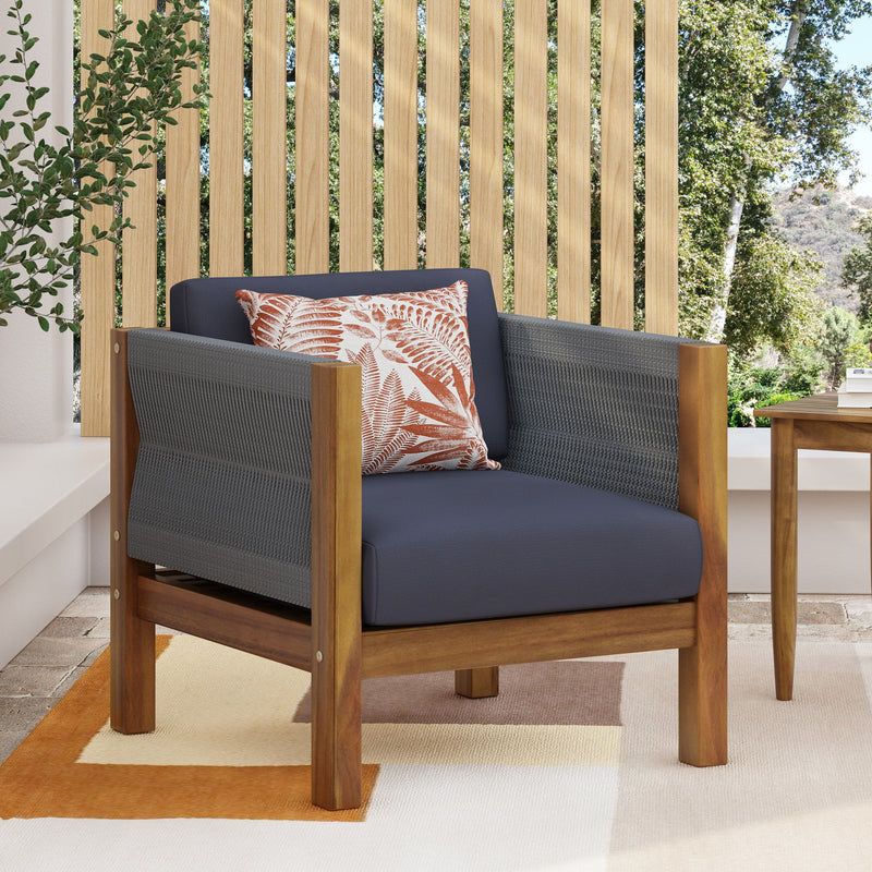 Outdoor Club Chair With Rattan Rope Wave - Dark Gray - R&R Furniture Gallery (Fountain Valley, CA)
