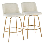 Toriano - Contemporary, Fixed Height Counter Stool With Swivel With Round Footrest (Set of 2) - R&R Furniture Gallery (Fountain Valley, CA)