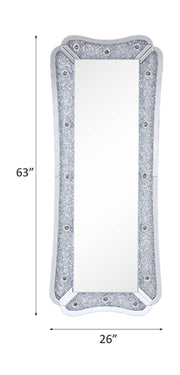 Noralie - 63" Floor Mirror With Faux Diamonds - Mirrored - R&R Furniture Gallery (Fountain Valley, CA)