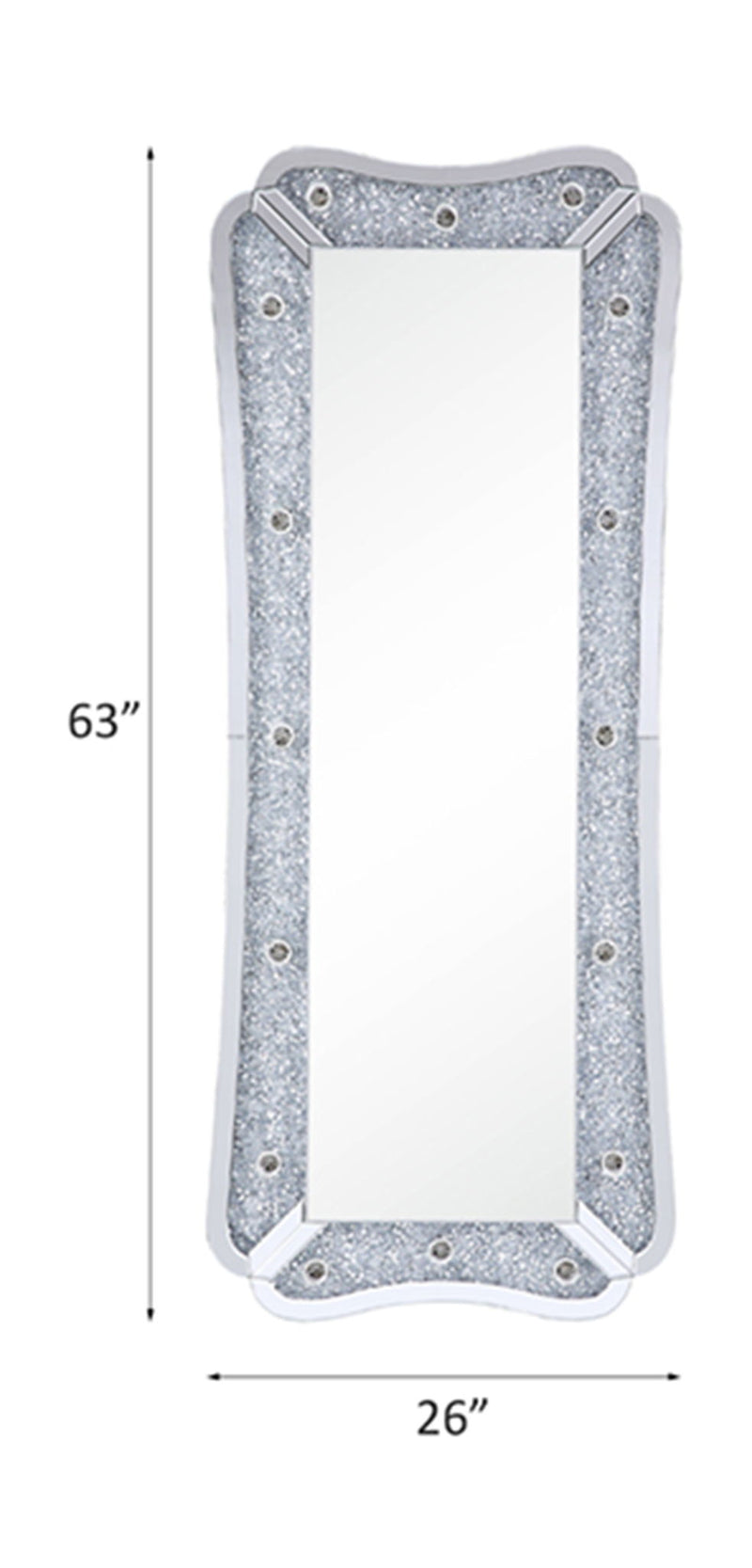 Noralie - 63" Floor Mirror With Faux Diamonds - Mirrored - R&R Furniture Gallery (Fountain Valley, CA)