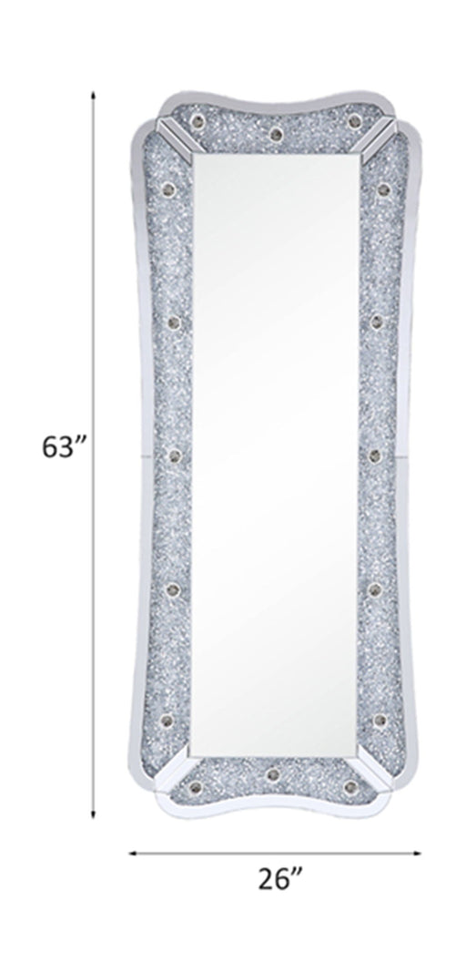Noralie - 63" Floor Mirror With Faux Diamonds - Mirrored - R&R Furniture Gallery (Fountain Valley, CA)