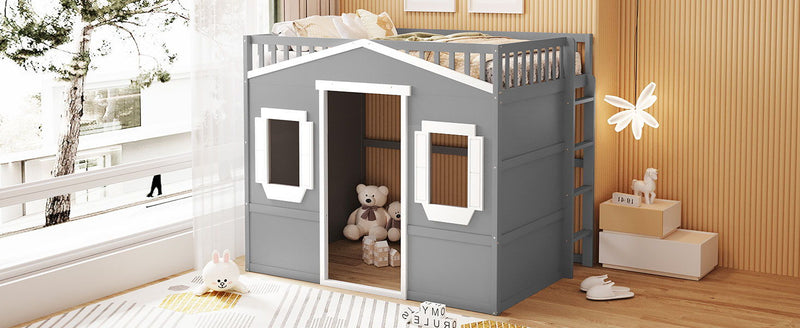 DreamHaus elegant house loft bed with ladder, featuring a cozy enclosed sleeping area and sturdy wooden construction.