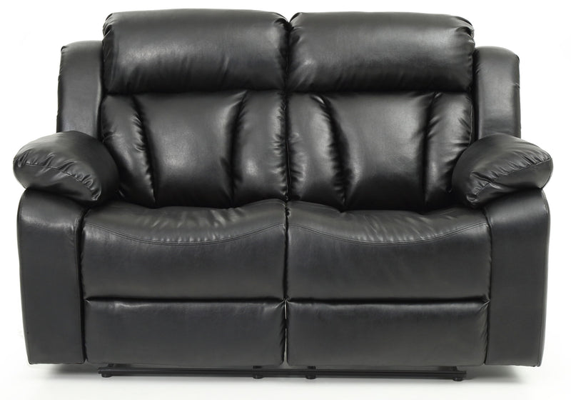 Glory Furniture Daria reclining love seat with plush padded cushions, ideal for relaxation and cozy seating.