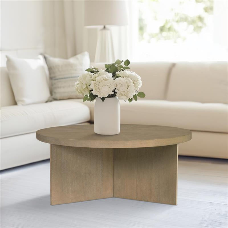 Round Coffee Table With Solid Veneer Top - R&R Furniture Gallery (Fountain Valley, CA)