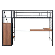 Loft Bed With Desk And Grid, Stylish Frame With Lateral Storage Ladder And Wardrobe - R&R Furniture Gallery (Fountain Valley, CA)