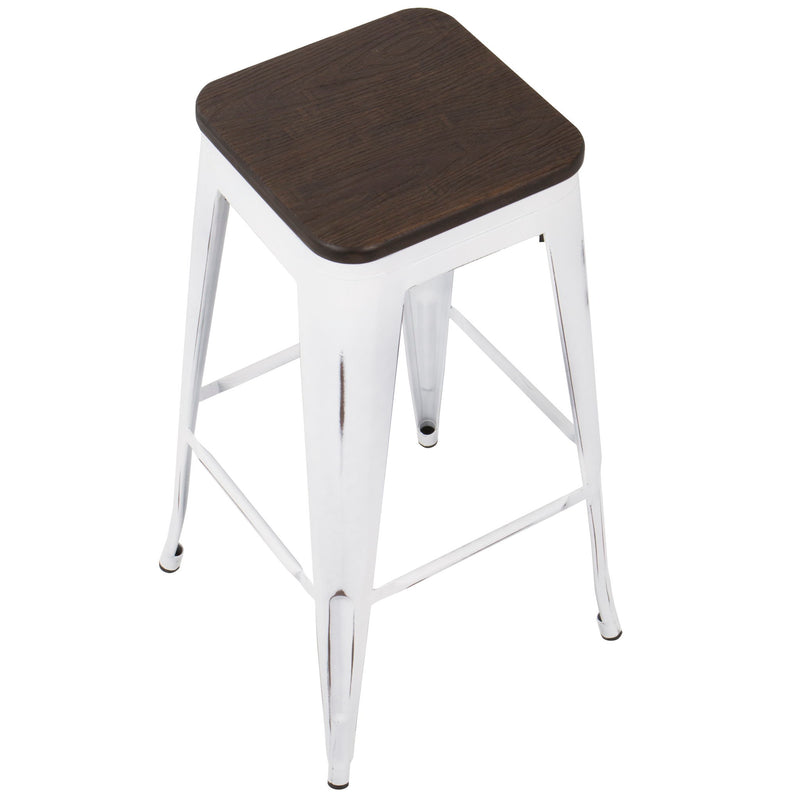 Lumi Source Oregon contemporary barstool set of 2 with sleek modern design and wooden legs, perfect for kitchen or bar area.