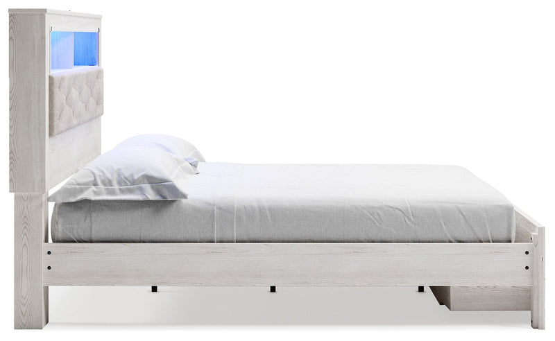 Altyra - King Upholstered Bookcase Bed With Storage - White - R&R Furniture Gallery (Fountain Valley, CA)