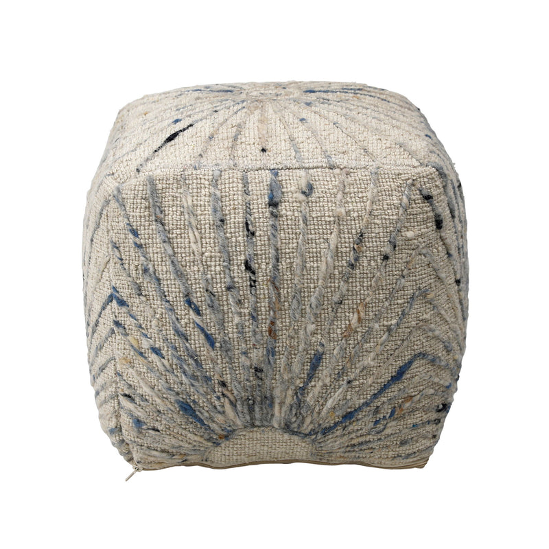 Kathleen - Pouf - Ivory And Blue