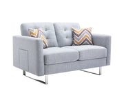 Victoria - Fabric Loveseat With Metal Legs, Side Pockets, And Pillows - R&R Furniture Gallery (Fountain Valley, CA)