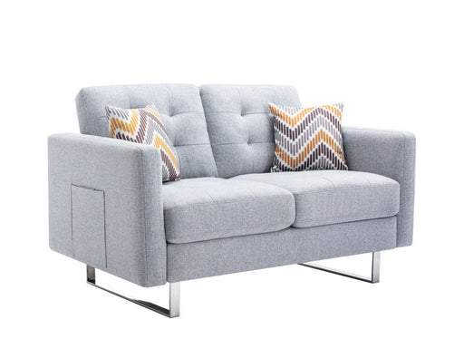 Victoria - Fabric Loveseat With Metal Legs, Side Pockets, And Pillows - R&R Furniture Gallery (Fountain Valley, CA)