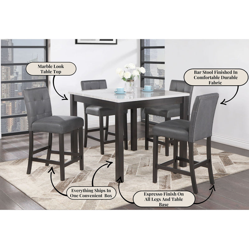 Leon - Bar Table And 4 Bar Stools - Espresso / White - R&R Furniture Gallery (Fountain Valley, CA)