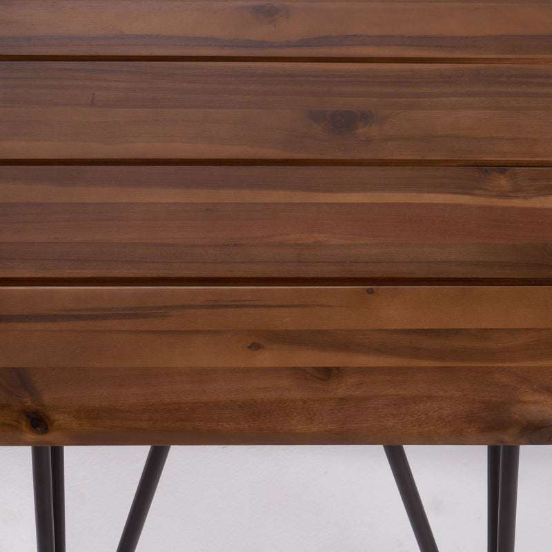 Zion - Outdoor Industrial Iron And Coffee Table - Teak - R&R Furniture Gallery (Fountain Valley, CA)