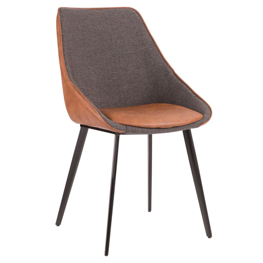 Set of two Lumi Source Marche contemporary chairs with brown and gray two-tone upholstery, modern design and wooden legs.