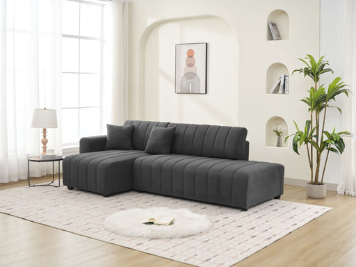 Urban Retreats Jessica lamb wool sectional sofa with chaise, stationary design in neutral tones, showcasing plush upholstery and modern style.