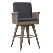 Outdoor Rattan Swivel Barstool With Water Resistant Cushion - Mixed Black / Dark Gray - R&R Furniture Gallery (Fountain Valley, CA)