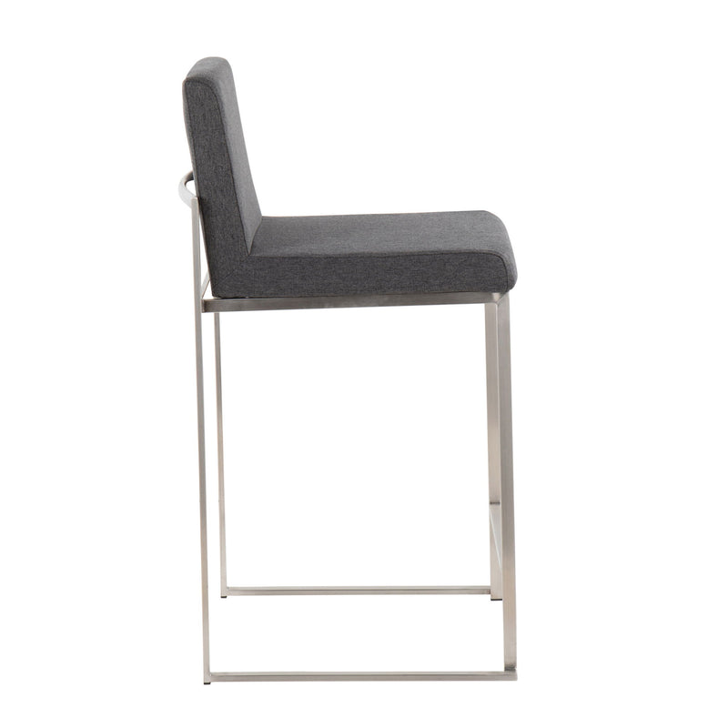 Lumi Source Fuji contemporary high back counter stool with sleek design and wooden legs, ideal for modern bar or kitchen counters.