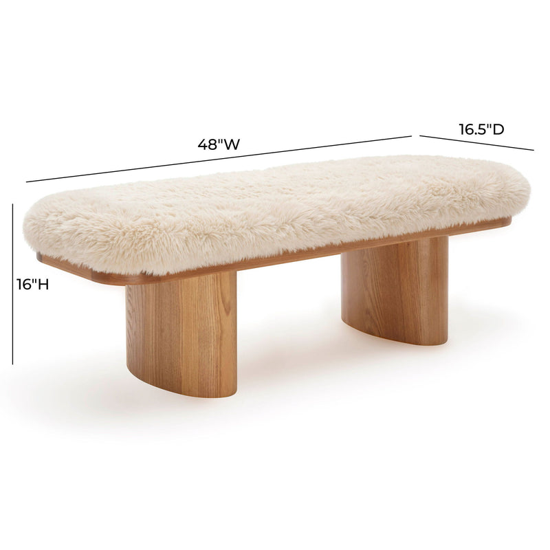 Upholstered Ollie straight bench by TOV Furniture with a sleek, padded design in a modern living space.