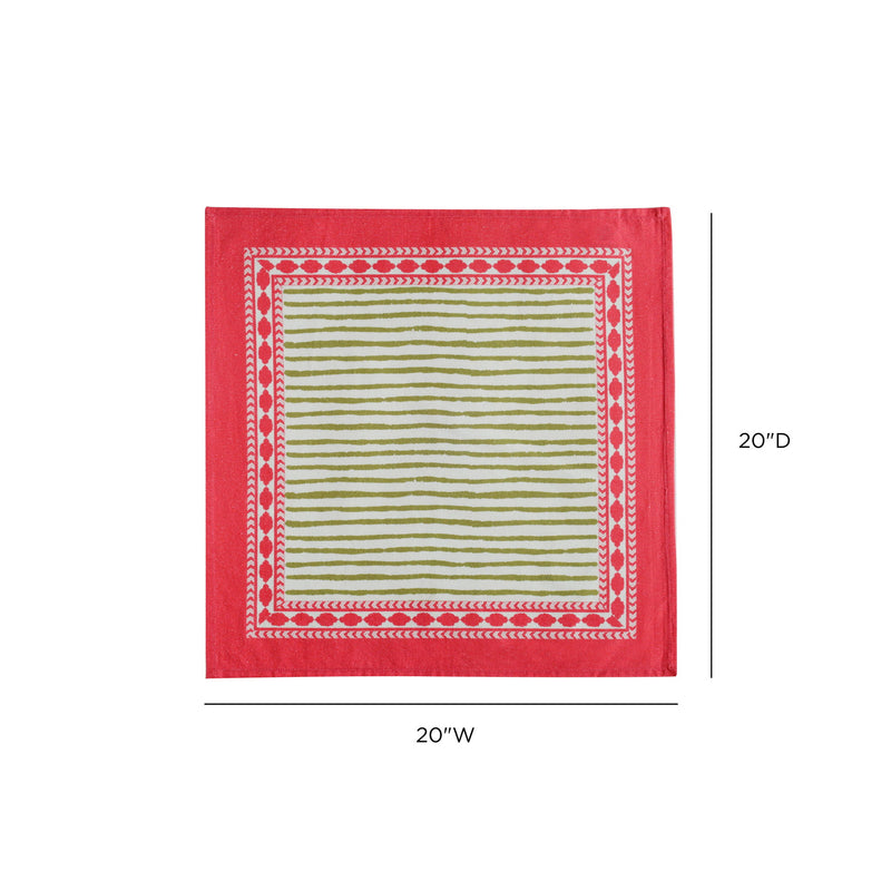 Crissy - Bamboo Cotton Canvas Printed Napkins (Set of 4) - Pink
