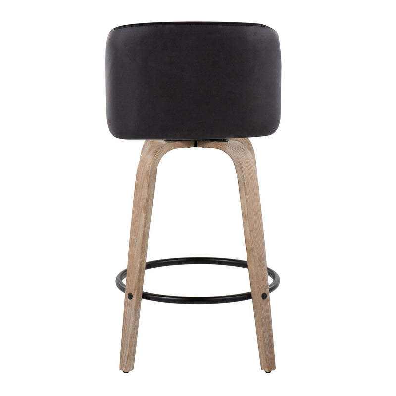 Toriano - Contemporary Fixed-Height Counter Stool & Swivel With Round Footrest (Set of 2) - R&R Furniture Gallery (Fountain Valley, CA)