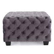 Noble House modern glam upholstered ottoman with button tufted design and plush fabric, showcasing stylish and elegant home decor.
