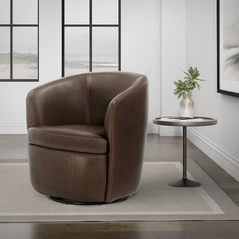 Barolo - 100% Italian Leather Swivel Club Chair (Set of 2) - R&R Furniture Gallery (Fountain Valley, CA)
