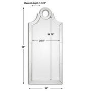 Pearl silver arched wall mirror by Uttermost, featuring a sleek, elegant frame suitable for modern or classic decor.