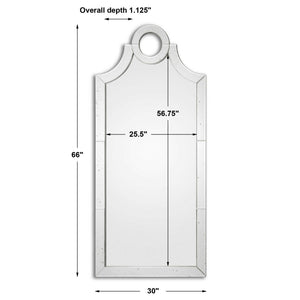 Pearl silver arched wall mirror by Uttermost, featuring a sleek, elegant frame suitable for modern or classic decor.