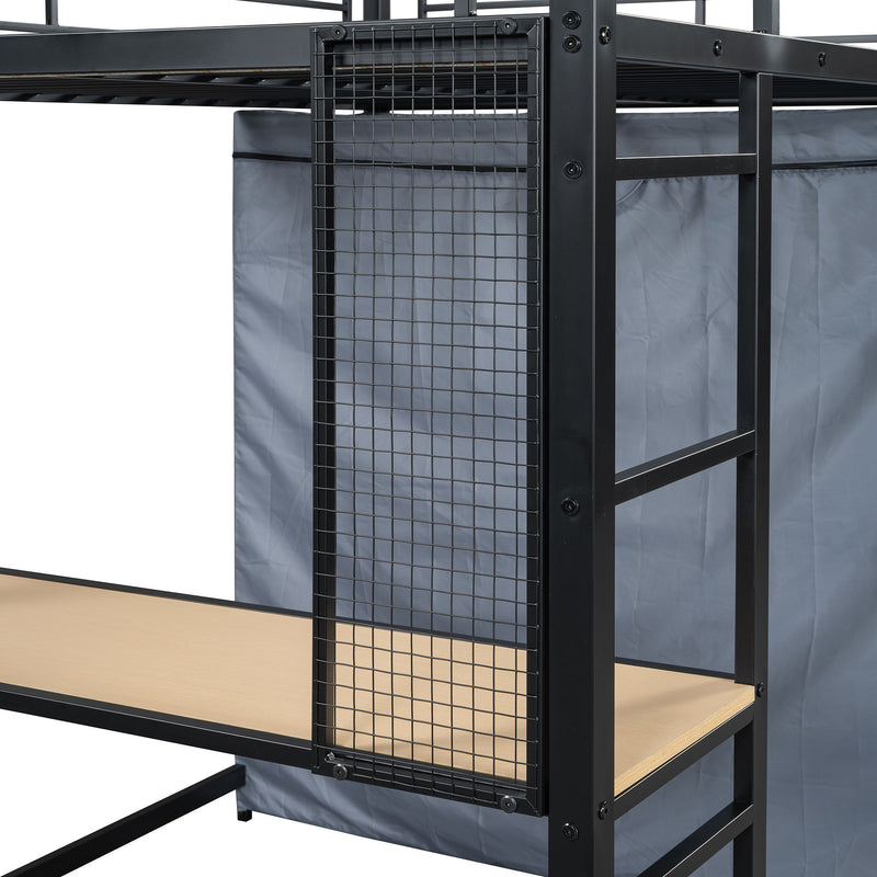 Loft Bed With Desk, Shelves, Power Outlet, LED Light And Wardrobe - R&R Furniture Gallery (Fountain Valley, CA)