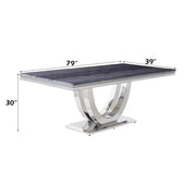 Cambrie - Dining Table With Engineered Stone Top - Engineered Stone Top & Mirrored Silver - R&R Furniture Gallery (Fountain Valley, CA)
