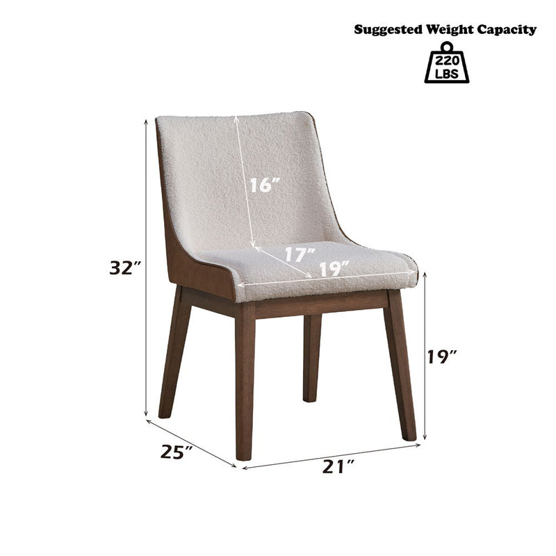 Ginny - Side Chair (Set of 2) - White Boucle, Brown Velvet & Walnut - R&R Furniture Gallery (Fountain Valley, CA)