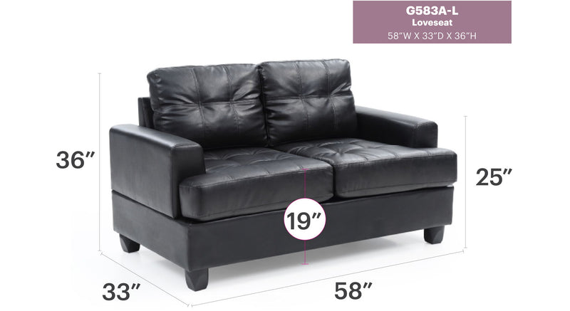 Stylish Glory Furniture transitional loveseat for two with plush upholstery and modern design, perfect for cozy living rooms.