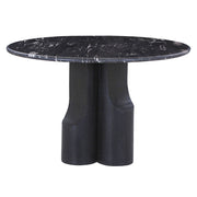 Kinton - Round Dining Table With Natural Marble Top - Black - R&R Furniture Gallery (Fountain Valley, CA)