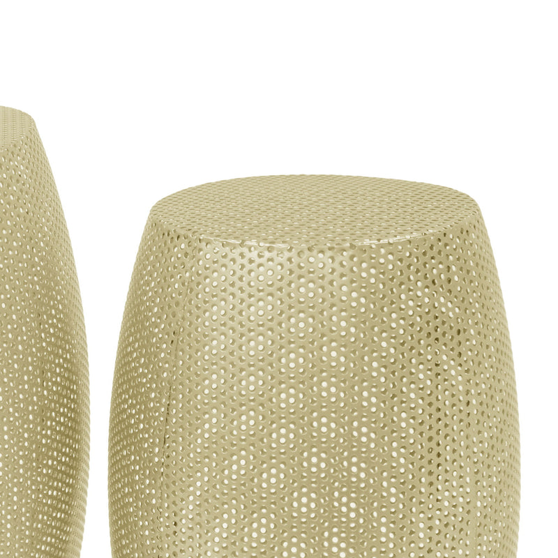 Modern Round Metal Hollow Side Table Set With Openwork Design - Gold - R&R Furniture Gallery (Fountain Valley, CA)