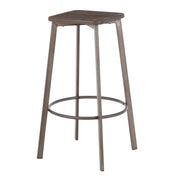 Lumi Source Clara industrial square barstools set of 2 in espresso finish with metal frames and cushioned seats.