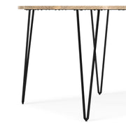 Simpli-Home Hunter round dining table with a natural wood finish, perfect for modern kitchen or dining room decor.
