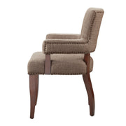 Elegant Arm Dining Chair With Brass Nail Head Detailing - R&R Furniture Gallery (Fountain Valley, CA)