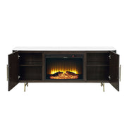 Clayten - Server With Marble Top & Fireplace - White & Espresso - R&R Furniture Gallery (Fountain Valley, CA)