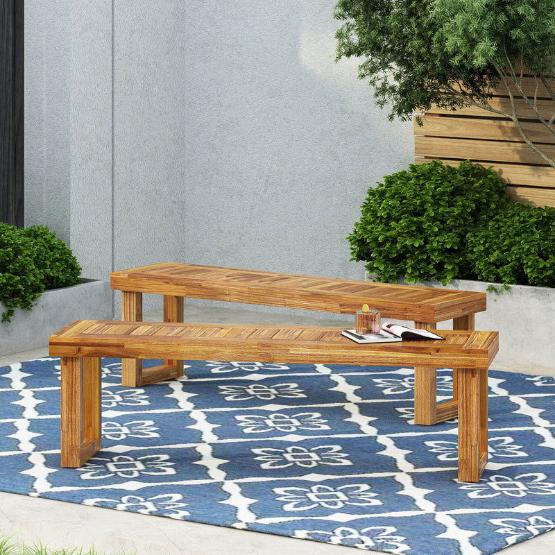 Noble House Nestor bench with wooden top and metal legs, ideal for entryways or living spaces, showcasing modern bench design.