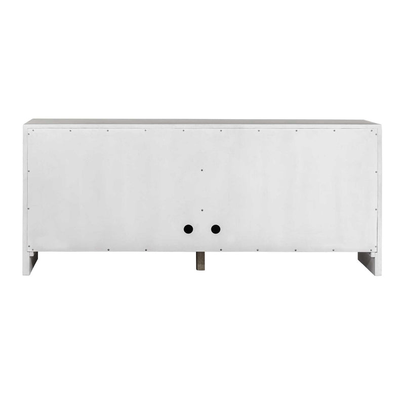 Brinson - Carved Wood 4 Door Cabinet - White / Woodtone